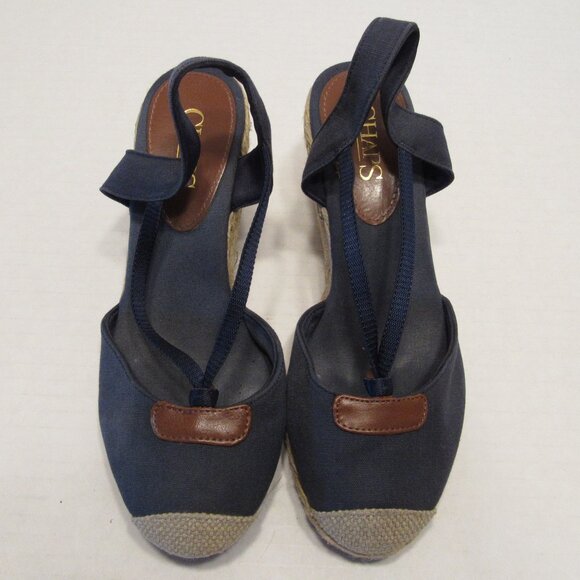 Chaps Shoes - Chaps Clarisa Espadrille Wedge Slingback Blue Denim Sandals Size 6.5